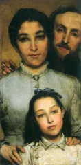 Portrait of Aime-Jules Dalou with his wife and daughter - Alma-Tadema