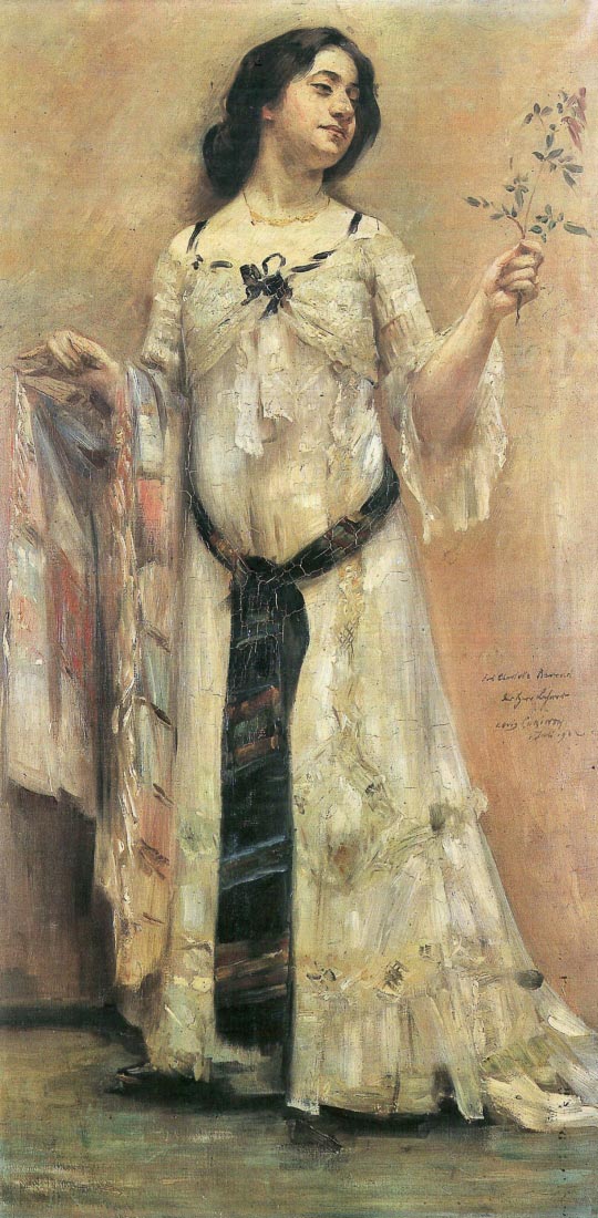 Portrait of Charlotte Berend in a white dress - Lovis Corinth