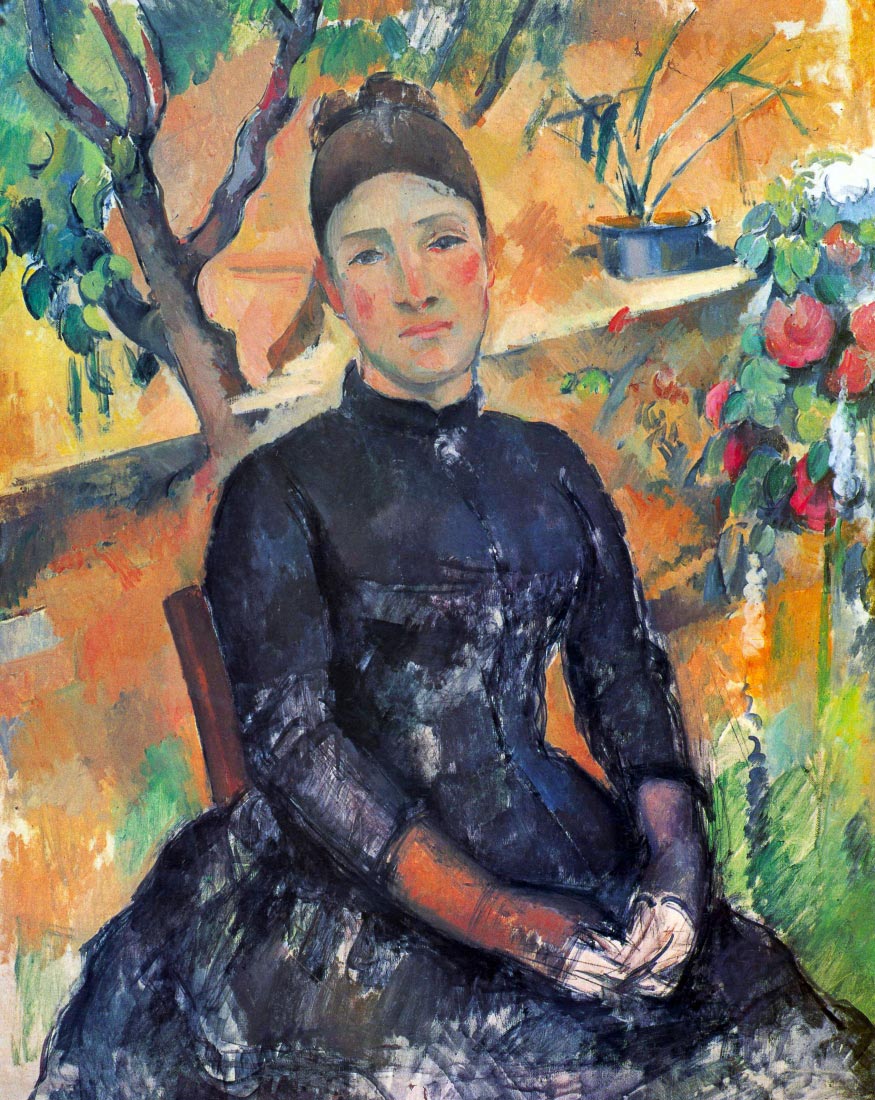 Portrait of Mme Cezanne in the greenhouse - Cezanne