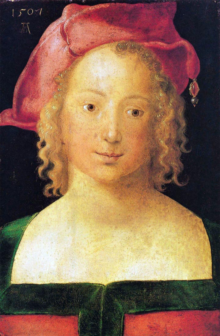 Portrait of a young girl with a red beret - Durer