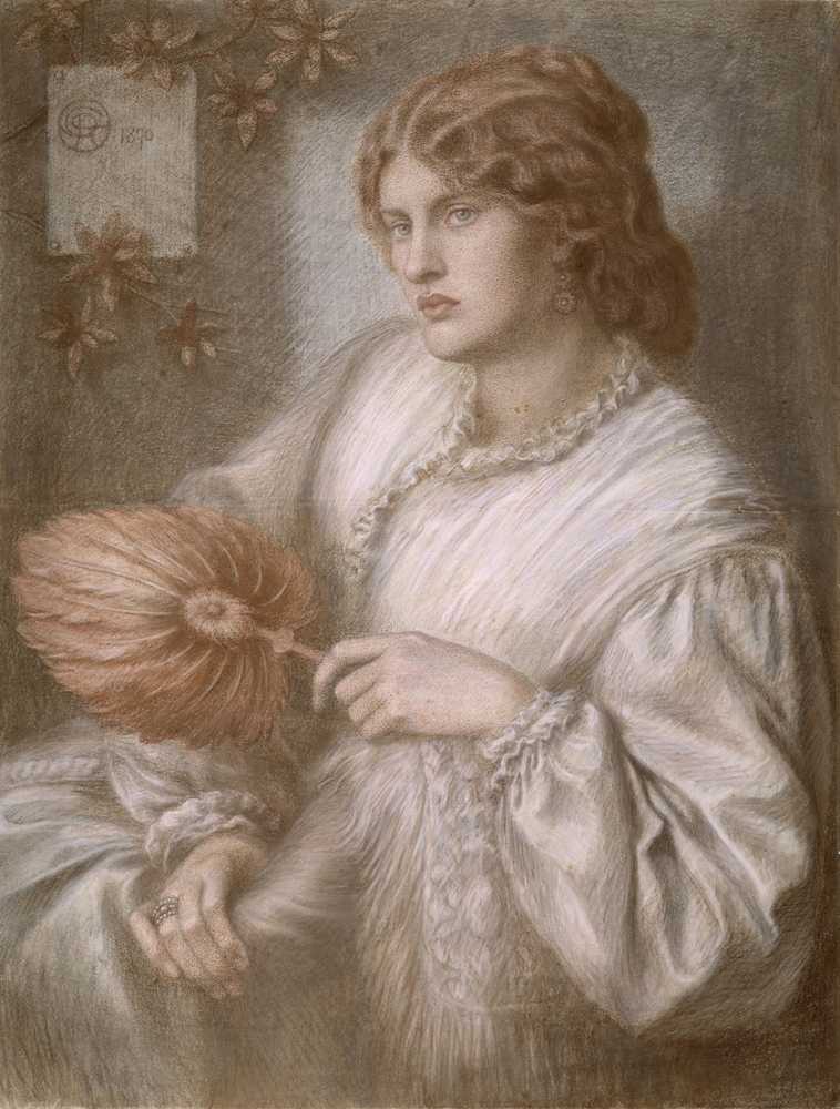Portrait of woman with a fan (1870) - Dante Gabriel Rossetti