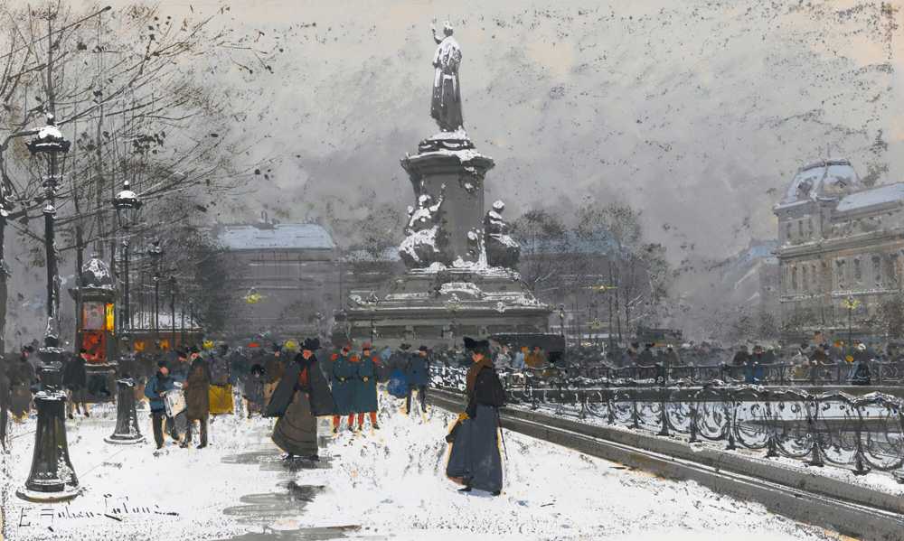 Republic Square (Snow) - Eugene Galien-Laloue