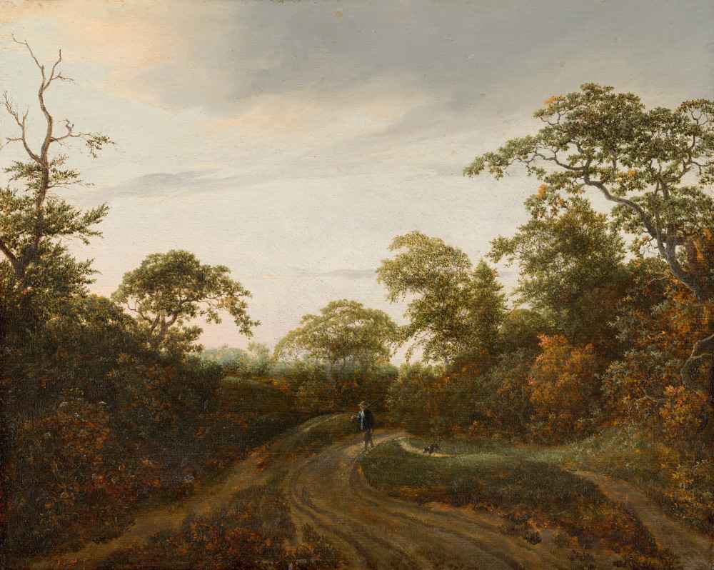 Road through a Wooded Landscape at Twilight - Jacob van Ruisdael