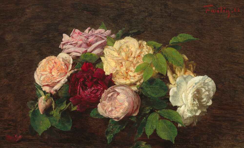 Roses de Nice on a Table - Henri Fantin-Latour