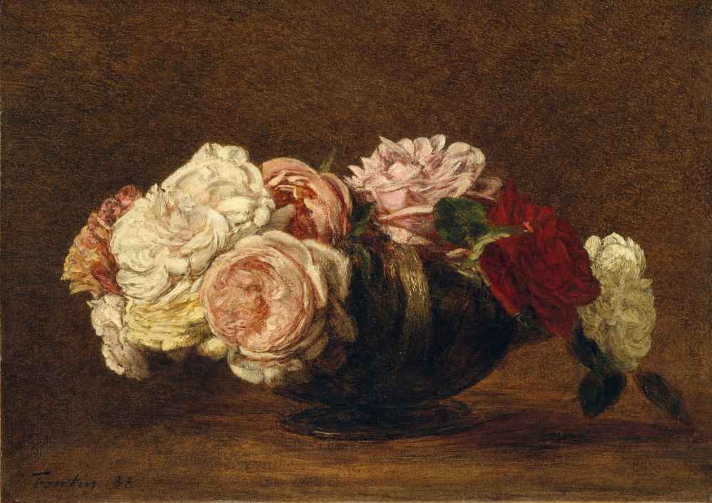 Roses in a Bowl 2 - Henri Fantin-Latour