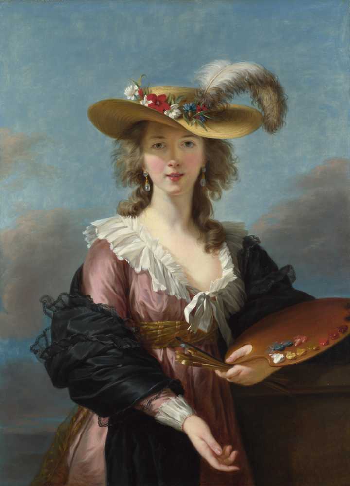 Self Portrait In A Straw Hat (After 1782) - Elisabeth-Louise Vigee Le Brun