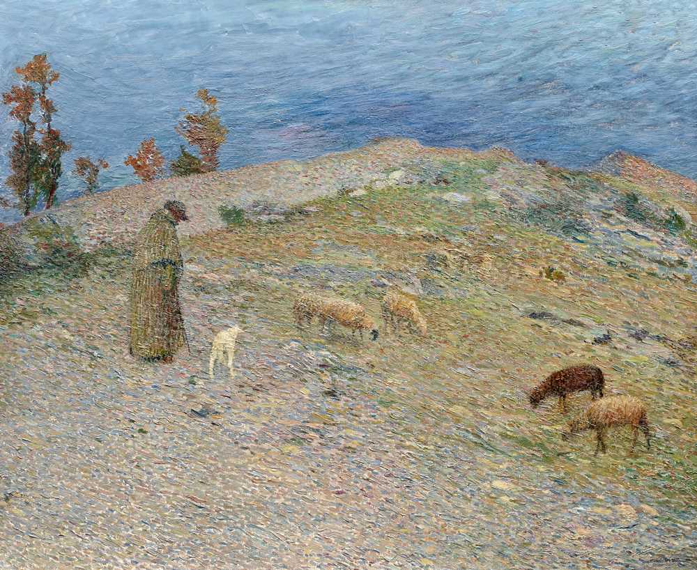 Shepherd and his sheep in the causses - Henri-Jean Guillaume Martin