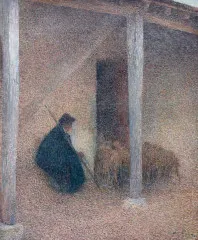 Shepherd bringing in his sheep - Henri-Jean Guillaume Martin