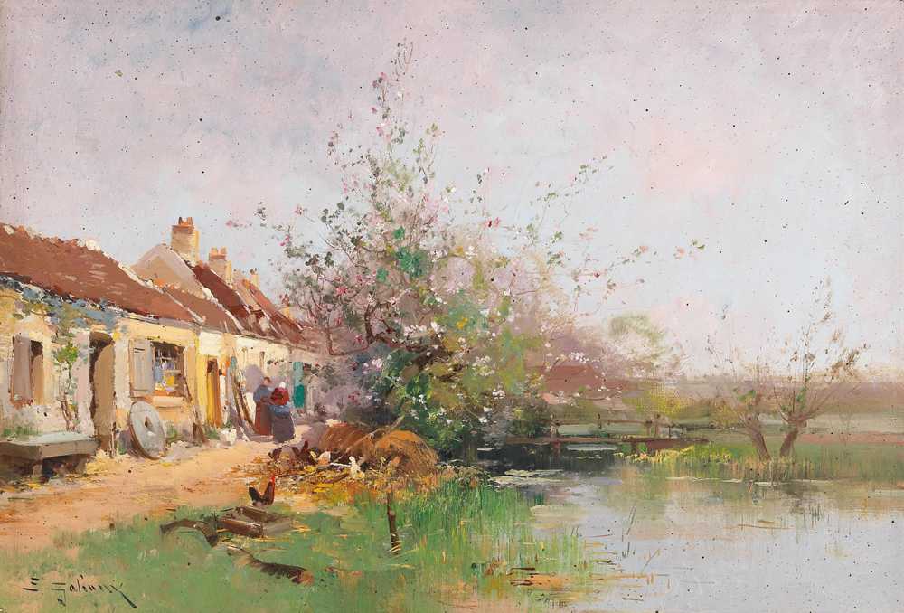 Spring day on the creek bank - Eugene Galien-Laloue