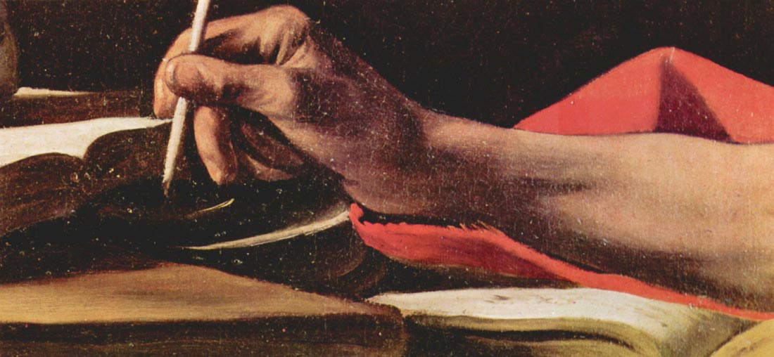 St. Jerome while writing detail - Caravaggio