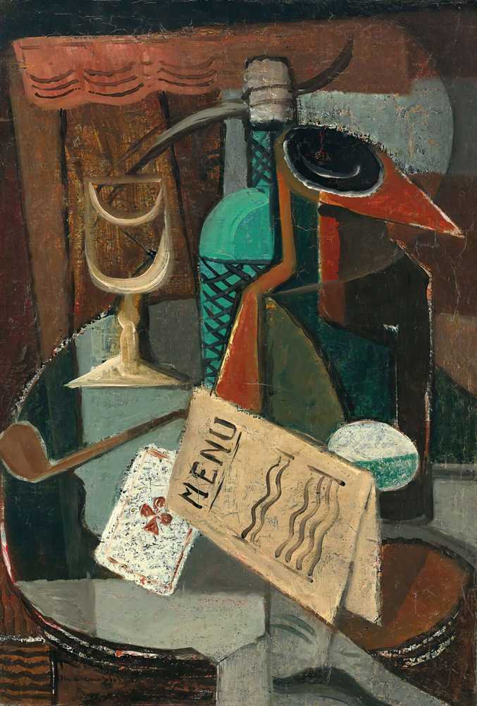 Still Life With Menu And Siphon (circa 1920) - Louis Marcoussis