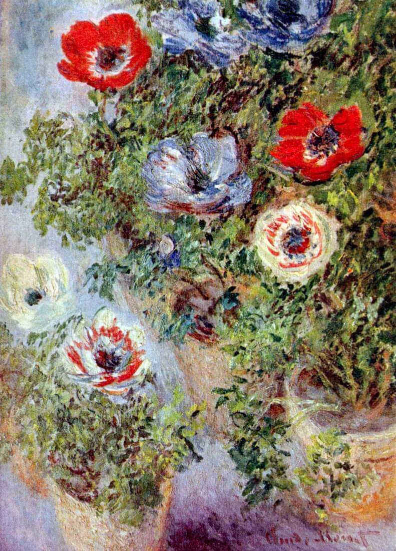 Still Life with Anemones - Monet