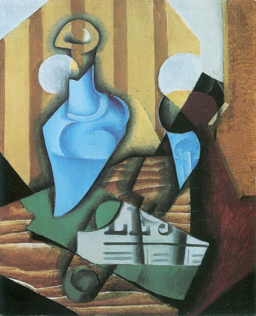 Still Life with bottle and glass - Juan Gris