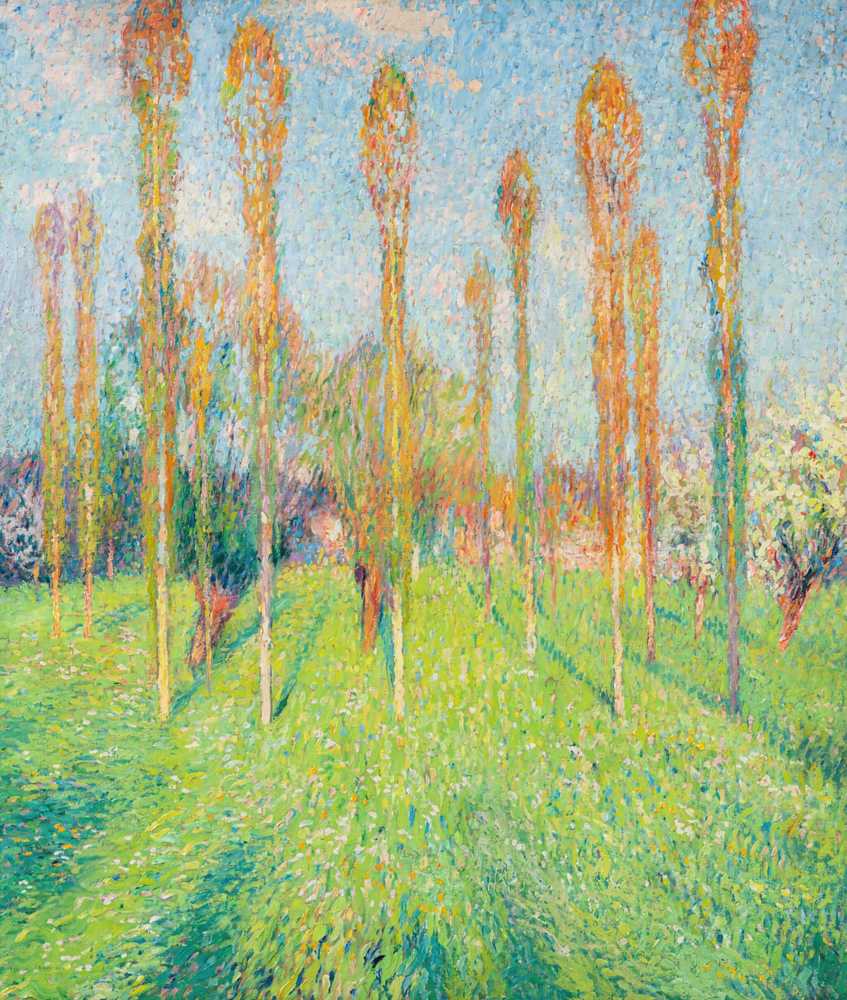 Sunny meadow with poplars - Henri-Jean Guillaume Martin