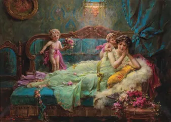 Sweet greetings or messengers of love - Hans Zatzka