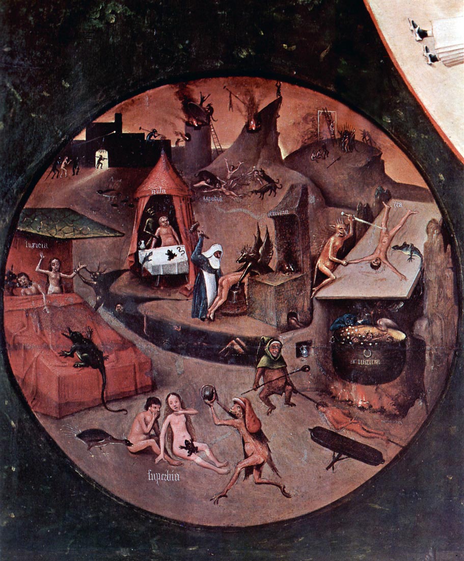 Table with scenes of the seven deadly sins detail - Bosch
