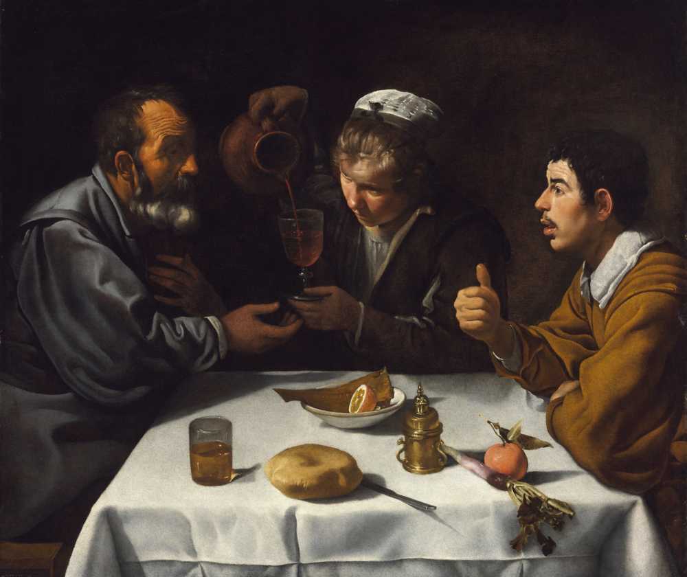 Tavern Scene with Two Men and a Girl - Diego Velázquez