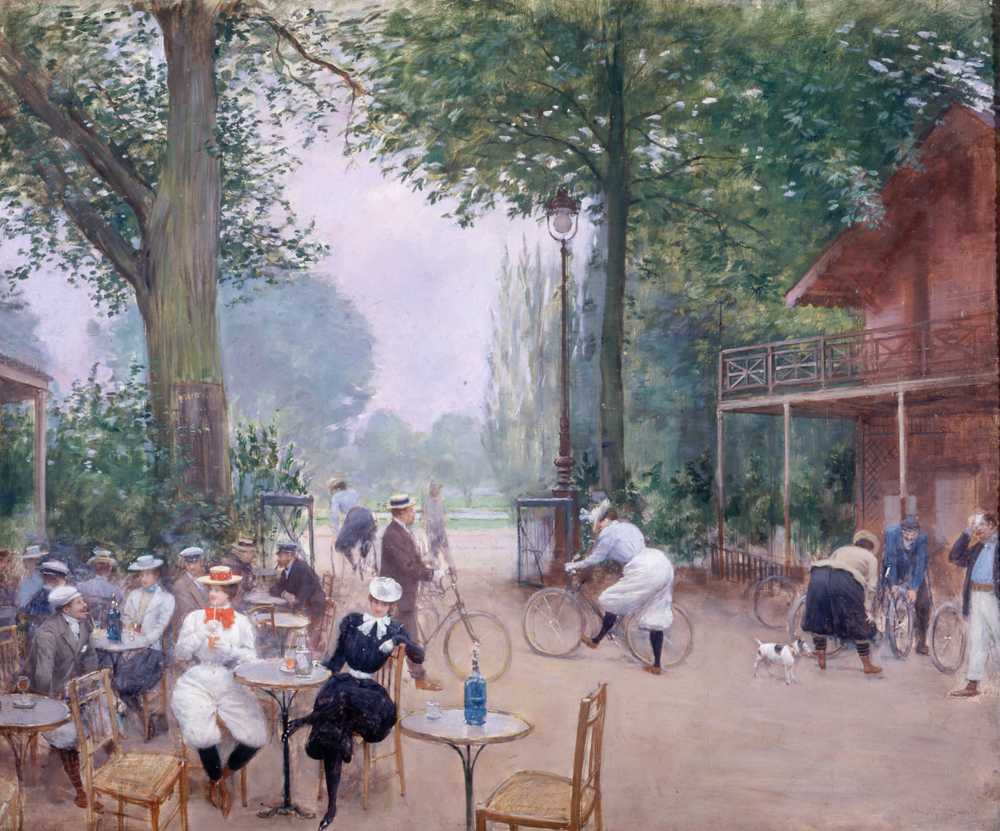 The Cycle Chalet in the Bois de Boulogne (1900) - Jean Beraud