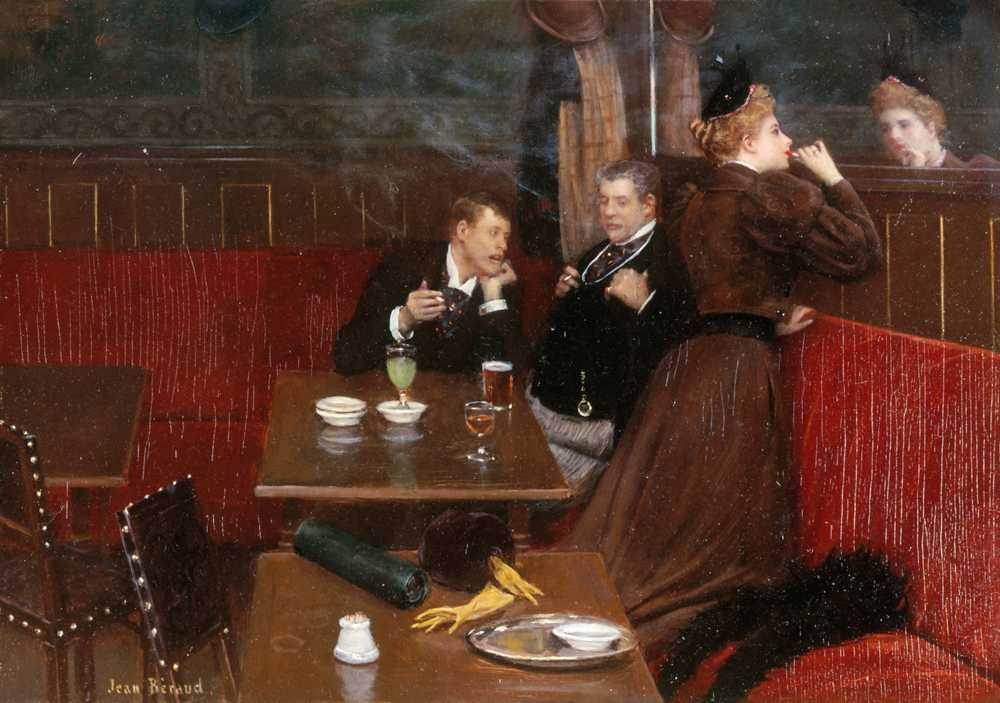 Three figures in a cafe (1890) - Jean Beraud