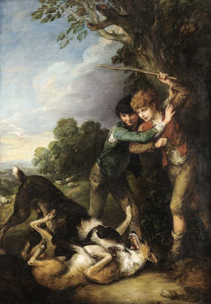 Two shepherd boys with dogs fighting (1783) - Thomas Gainsborough