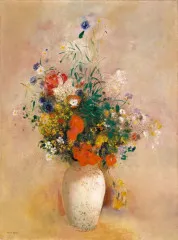 Vase of Flowers (Pink Background) - Odilon Redon