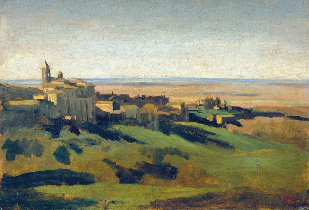 View of Marino in the Alban Mountains in the Early Morning - Jean Bapt