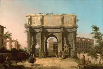 View of the Arch of Constantine with the Colosseum - Canaletto