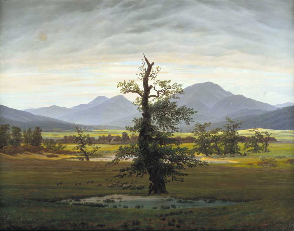 Village Landscape in Morning Light (The Lone Tree) (1822) - Friedrich