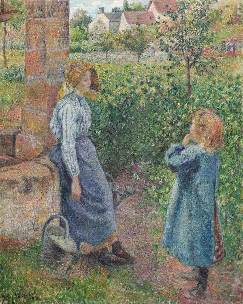 Woman and Child at the Well - Camille Pissarro