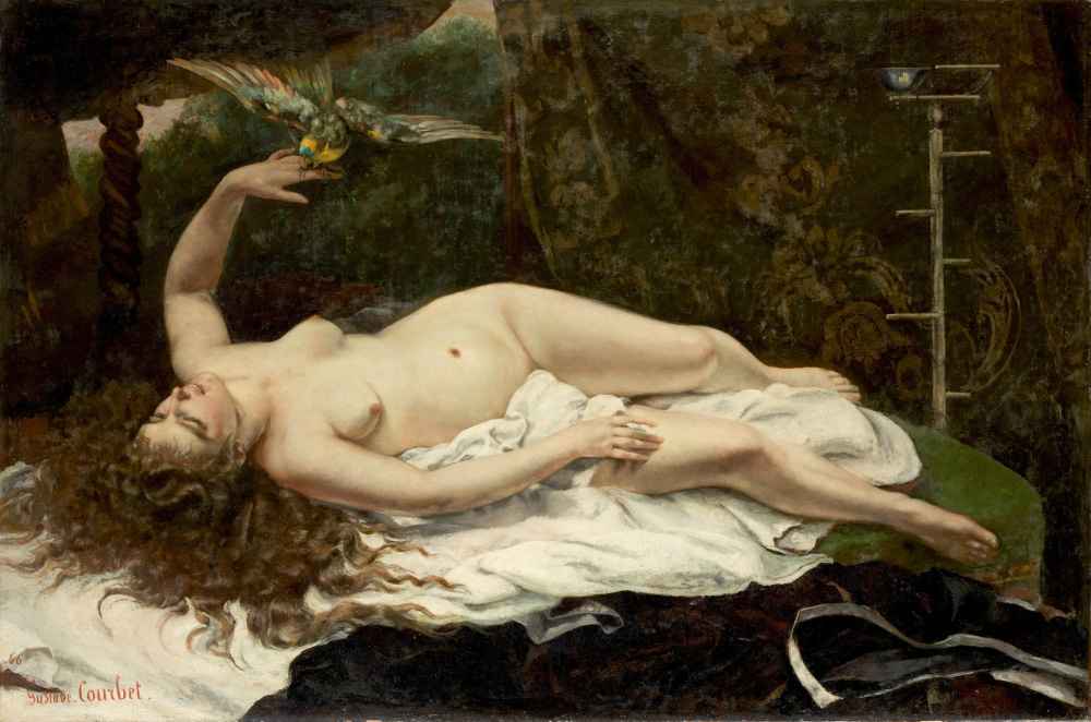 Woman with a Parrot - Gustave Courbet
