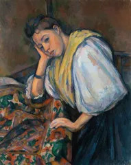 Young Italian Woman at a Table - Paul Cezanne