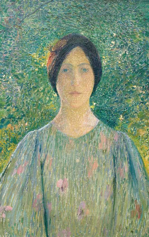 Young woman in a flowery dress - Henri-Jean Guillaume Martin
