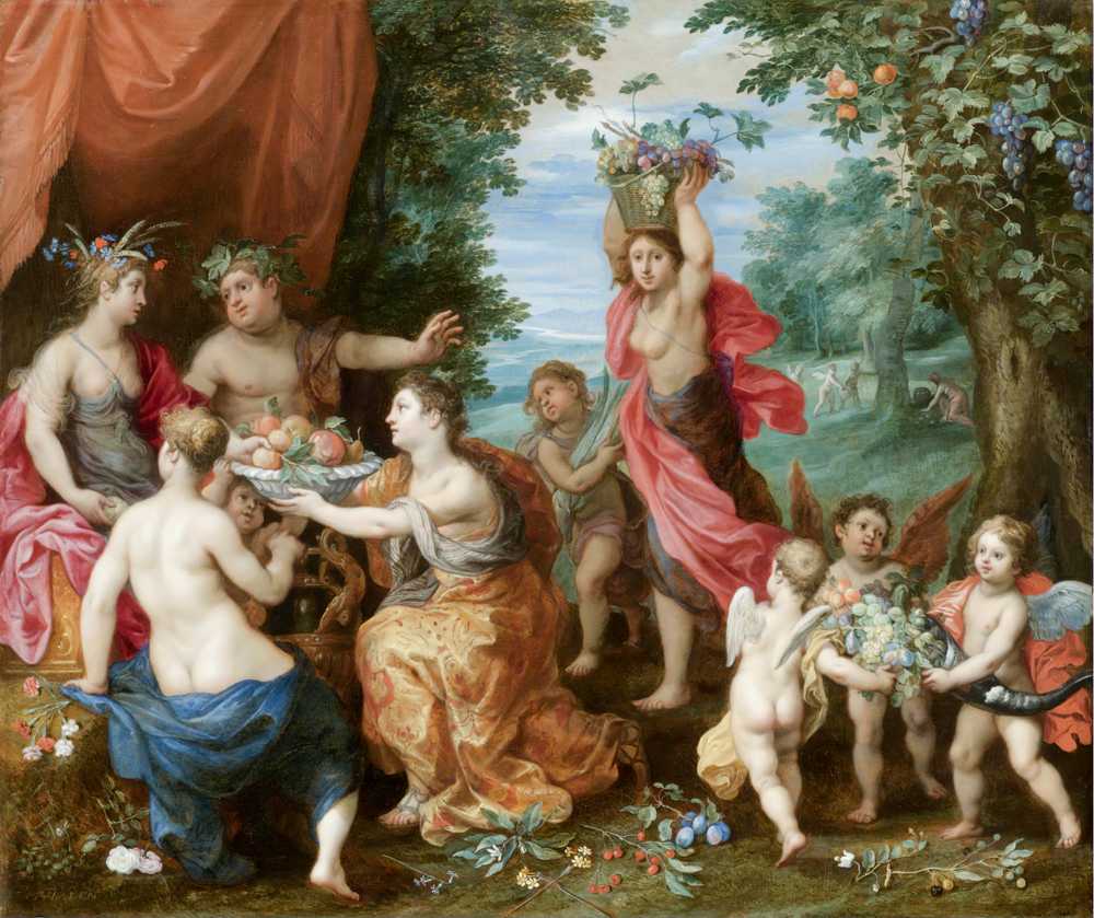 A Bacchanal With Ceres, Bacchus And Venus - Jan Brueghel Młodszy