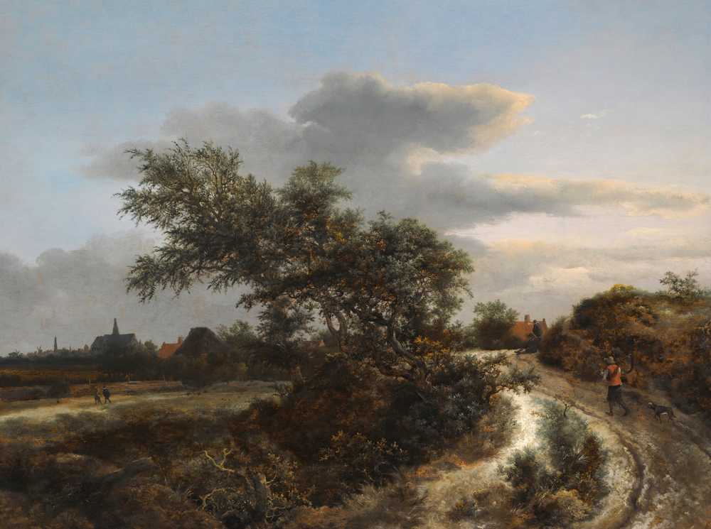 A Dune Landscape With A Farmer On A Sandy Road, And A Distant View... - Ruisdael