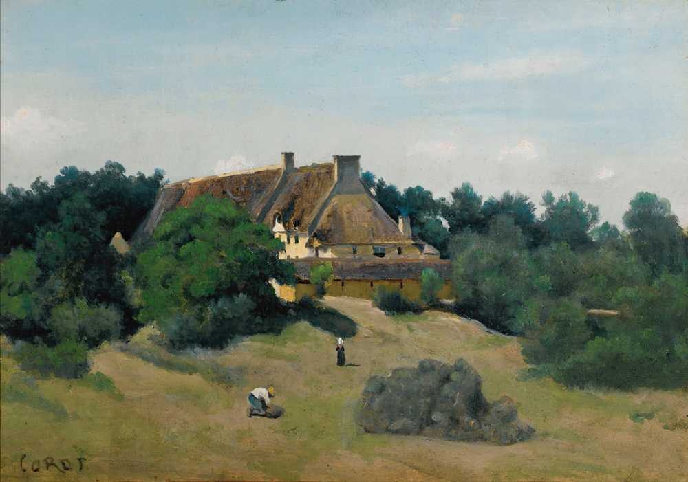 A Farm At Saint-Martin-Du-Bon-Fosse, Near Saint-Lo (1833) - Corot