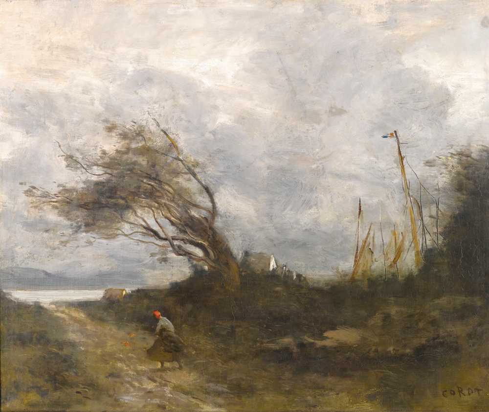 A Gale By The Sea - Jean Baptiste Camille Corot