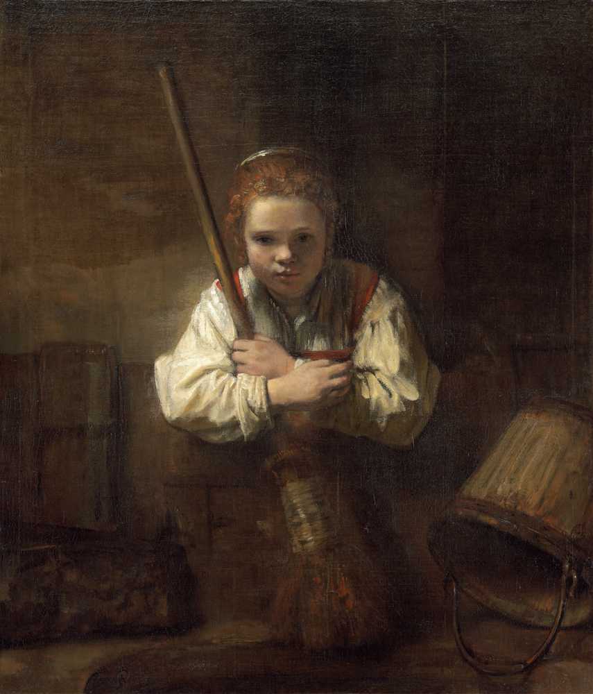 A Girl with a Broom (1646-1651) - Rembrandt van Rijn