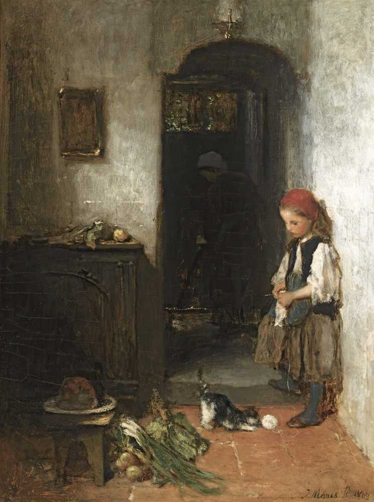 A Girl With A Playing Kitten (1869) - Matthijs Maris