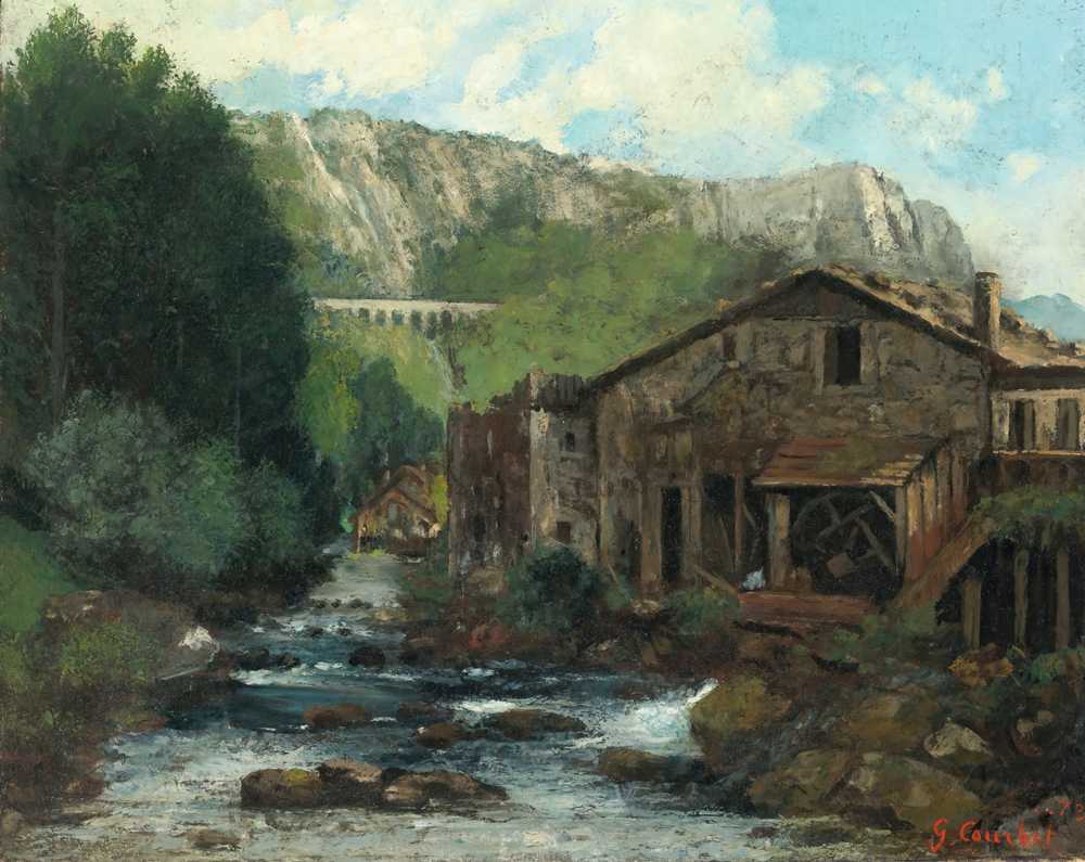 A Mill In A Rocky Landscape (1873) - Gustave Courbet