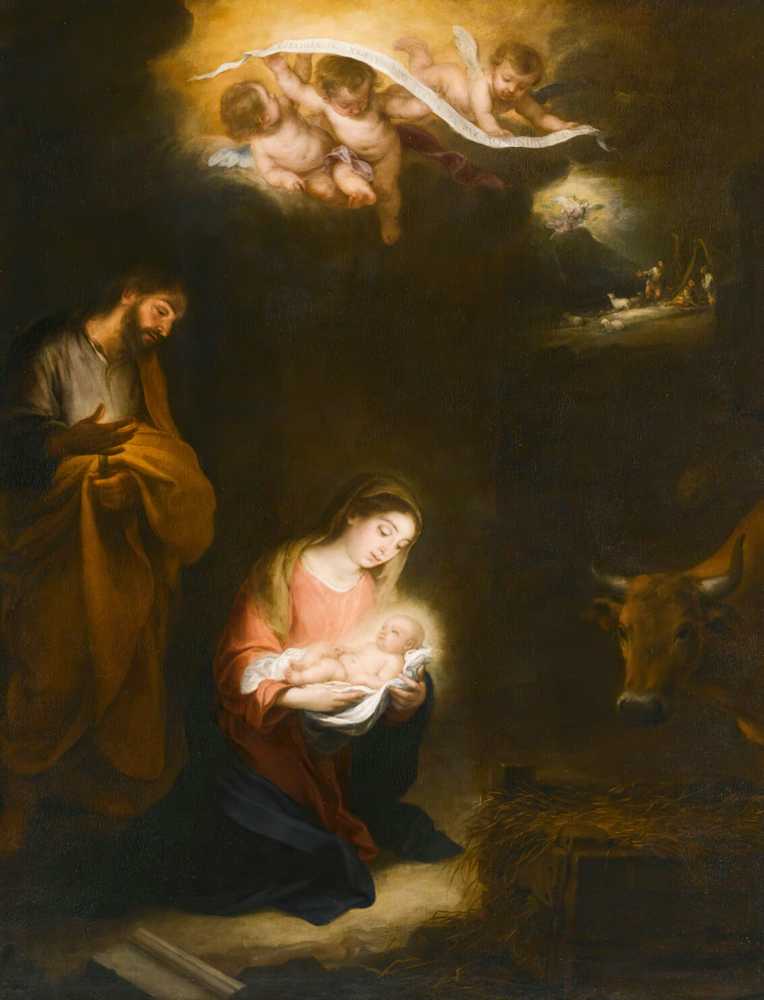 A Nocturnal Scene With The Nativity And The Annunciation To The She... - Murillo
