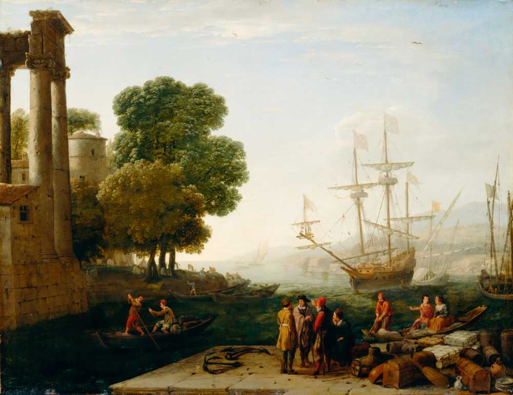 A Seaport at Sunset (1643) - Claude Lorrain