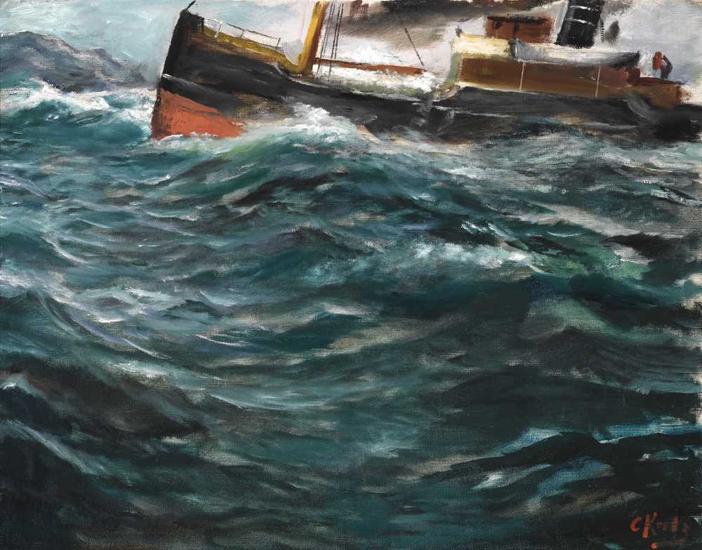 A Ship In Rough Seas - Christian Krohg