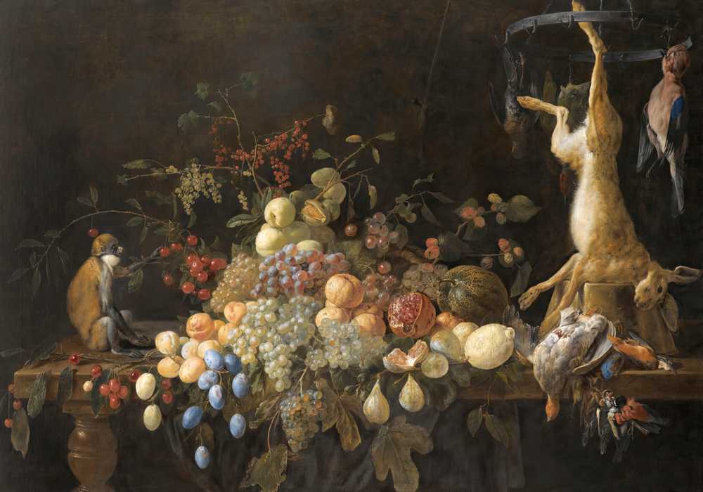 A Still Life With Grapes, Figs, Apples, Oranges, Apricots, Lemo... - van Utrecht