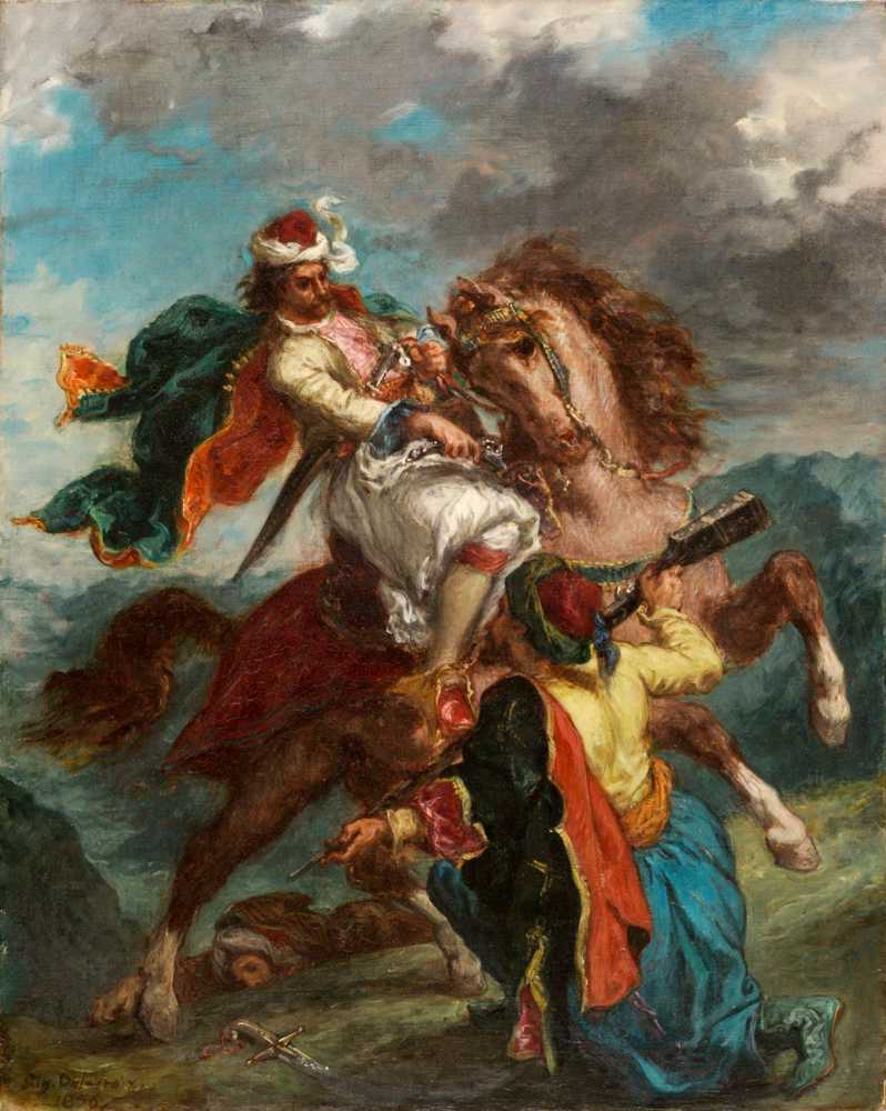 A Turk Surrenders to a Greek Horseman (1856) - Delacroix