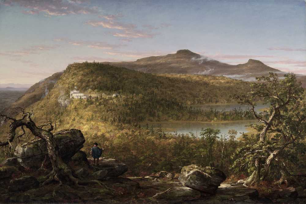 A View of the Two Lakes and Mountain House, Catskill Mountains, Morning - Cole