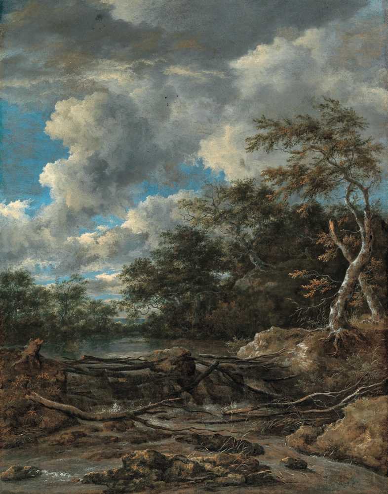 A wooded landscape with a waterfall - Jacob Isaacksz van Ruisdael