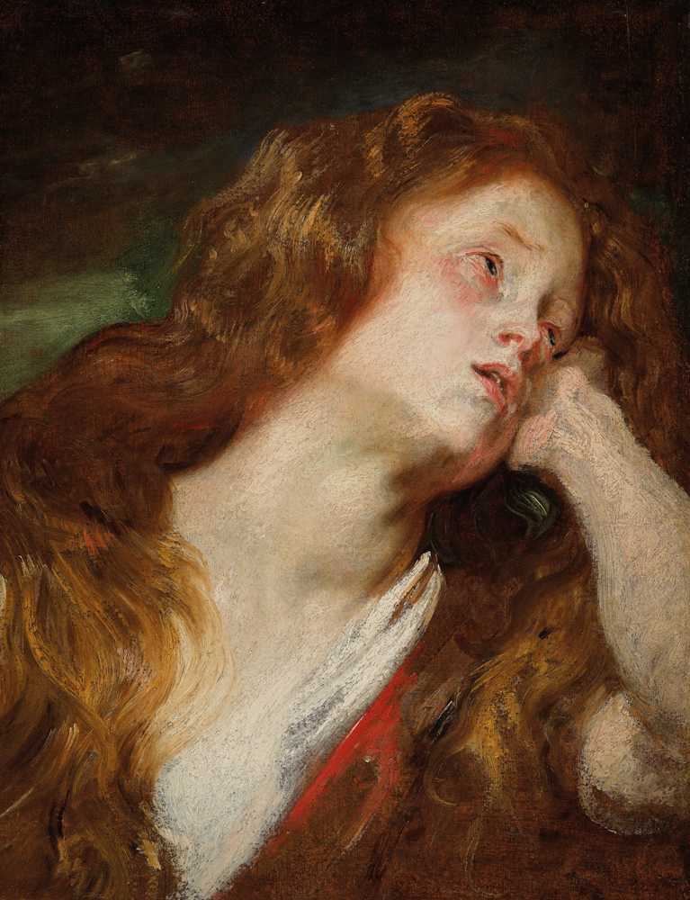 A young woman resting her head, probably the Penitent Magdalene - Van-Dyck