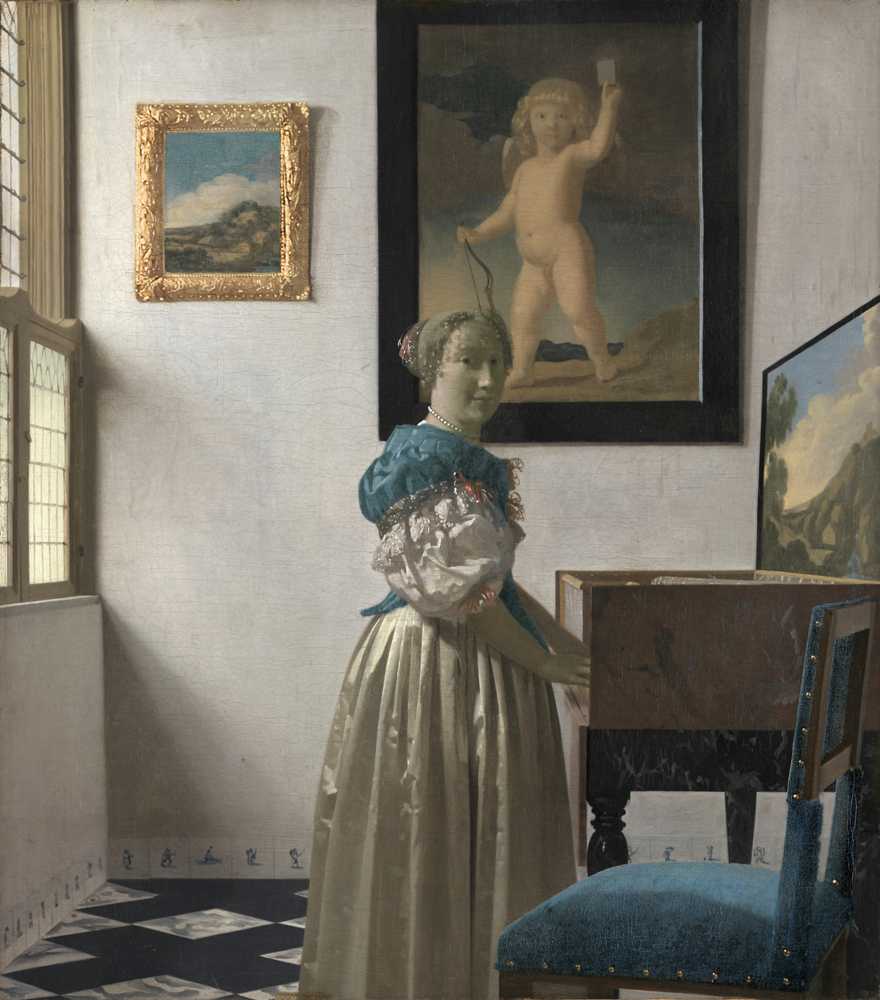 A Young Woman standing at a Virginal - Johannes Vermeer