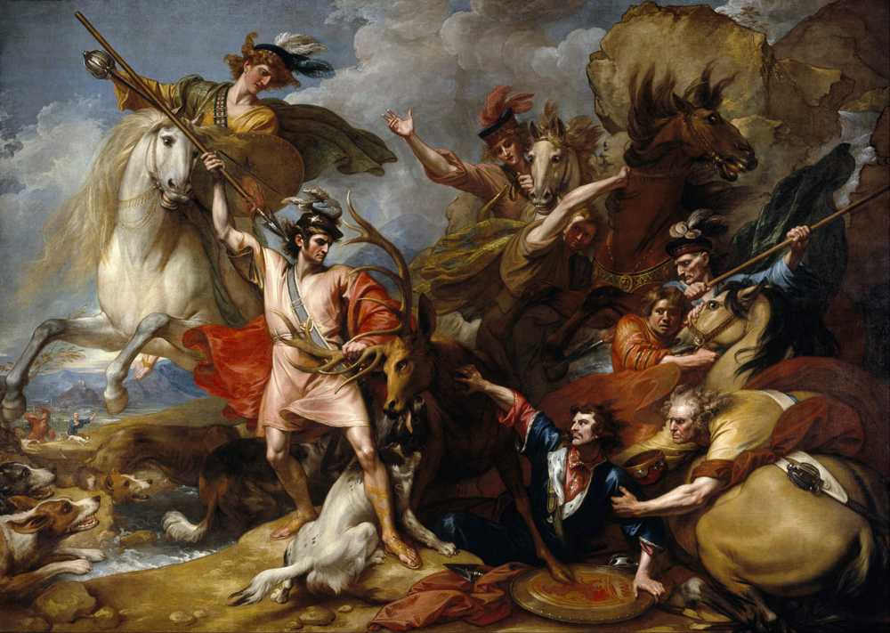 Alexander III of Scotland Rescued from the Fury of a Stag by the Intre... - West