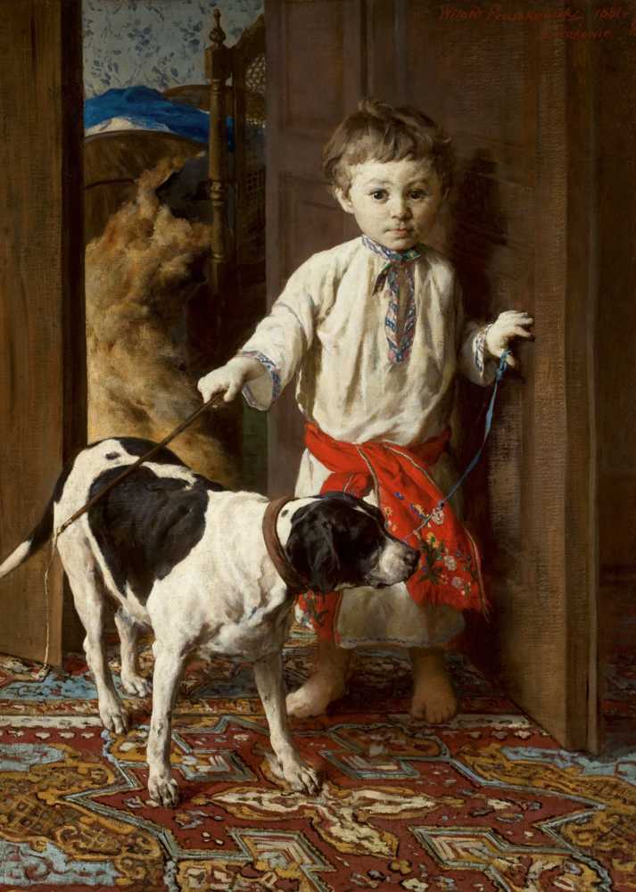 Artist’s son with a dog (1881) - Witold Pruszkowski